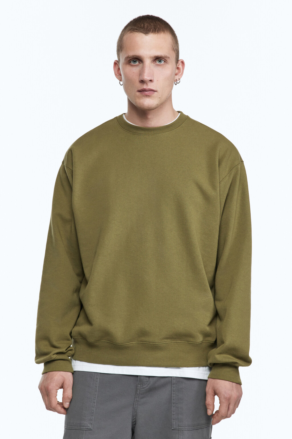 Свитшот oversize базовый утепленный - цвет зеленый - 3