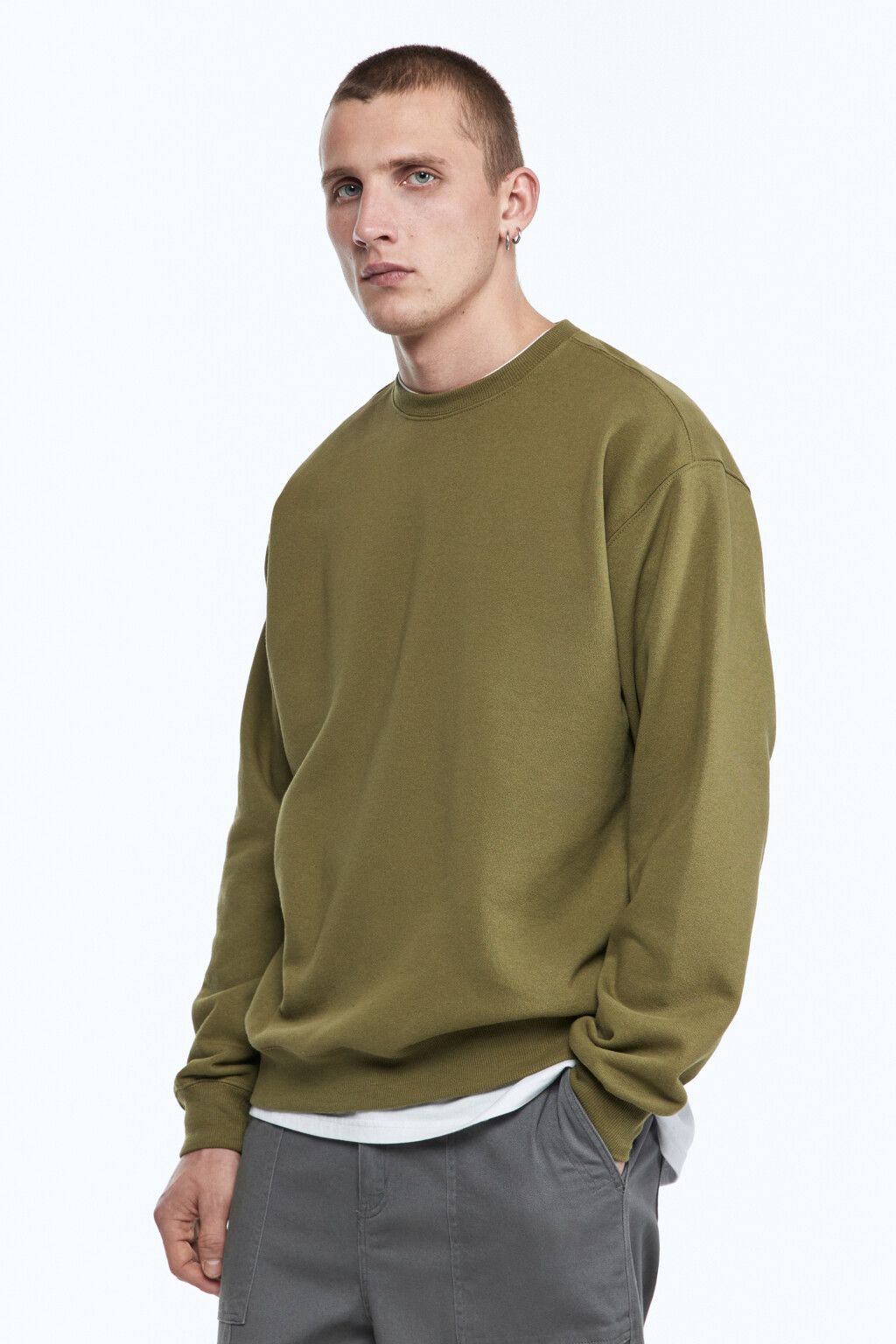 Свитшот oversize базовый утепленный - цвет зеленый - 4