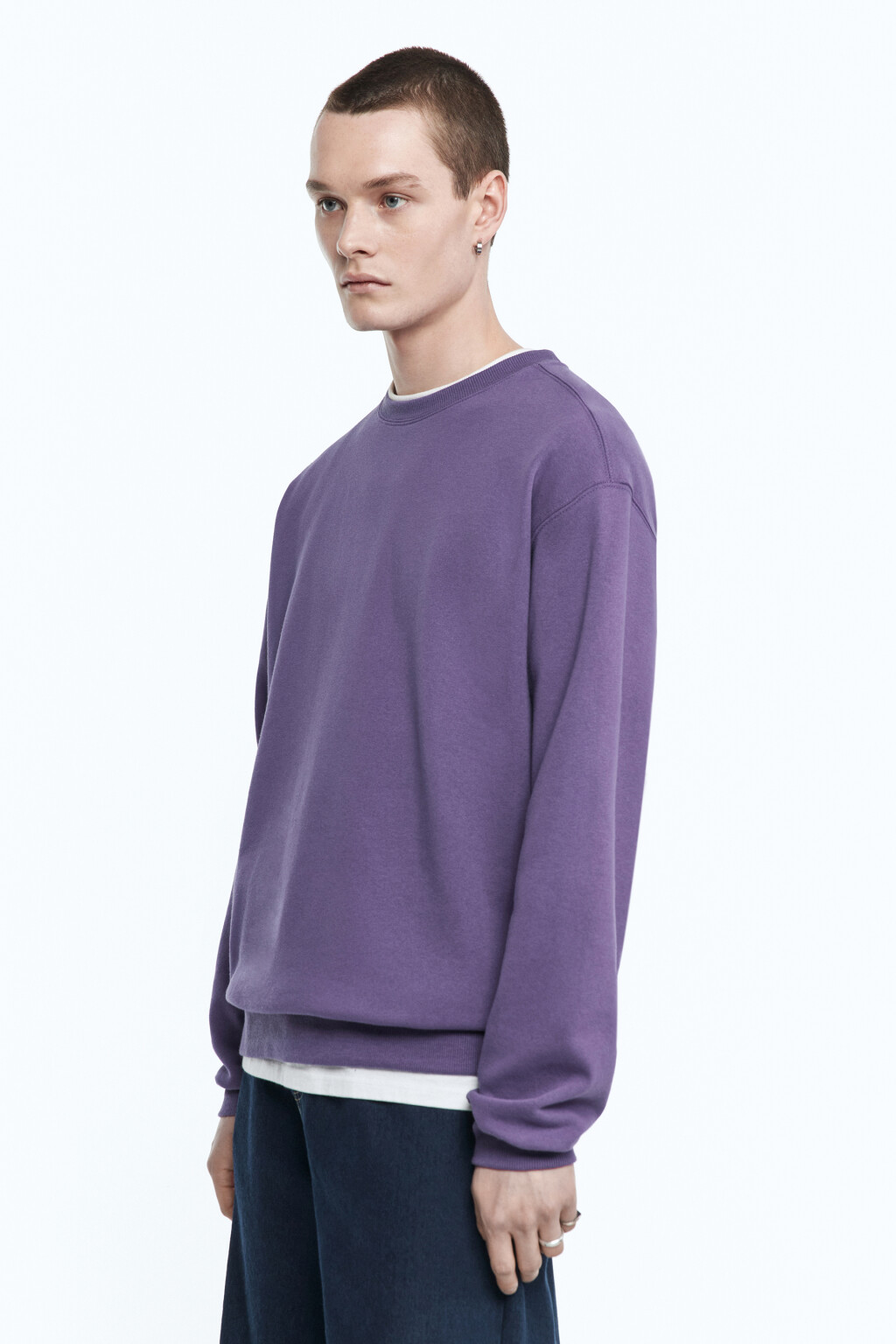 Свитшот oversize базовый утепленный - цвет фиолетовый - 3