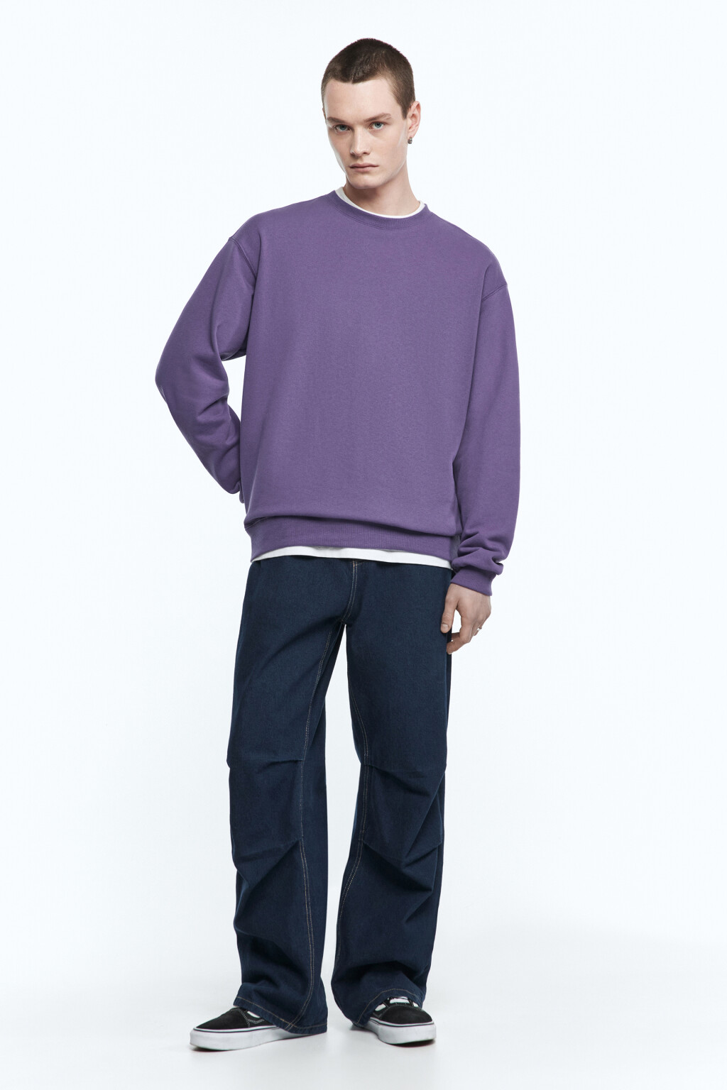 Свитшот oversize базовый утепленный - цвет фиолетовый - 5