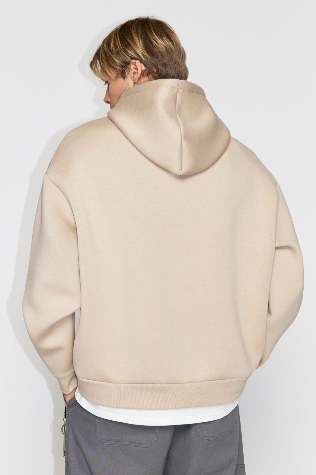 Худи oversize с имитацией футболки - цвет бежевый - 4