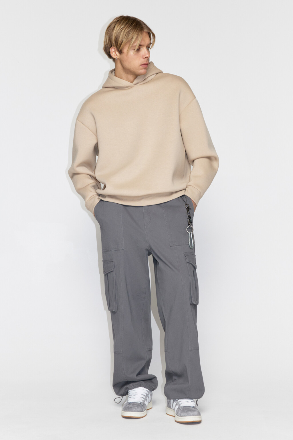 Худи oversize с имитацией футболки - цвет бежевый - 5