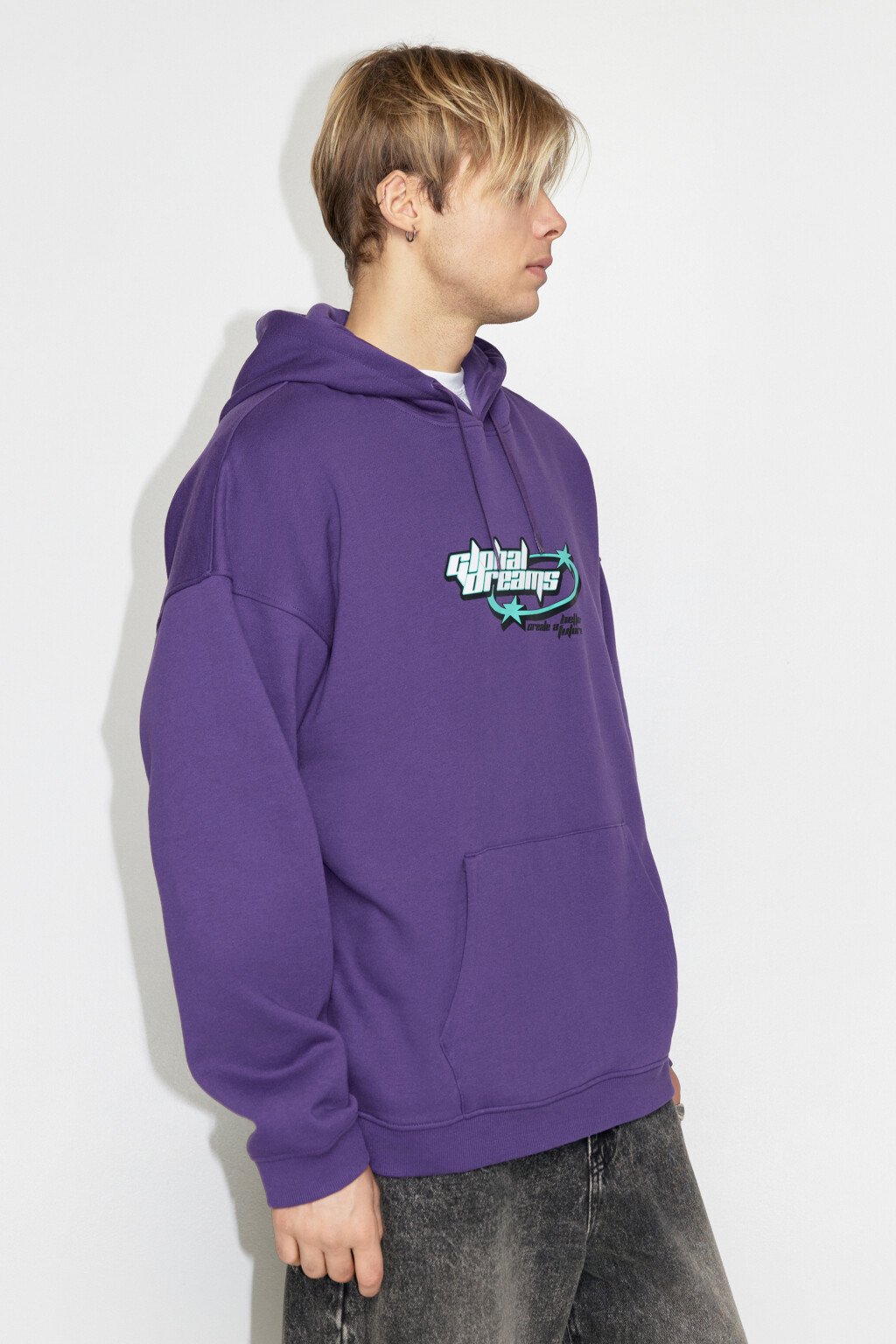 Худи oversize утепленная с принтом - цвет фиолетовый - 4