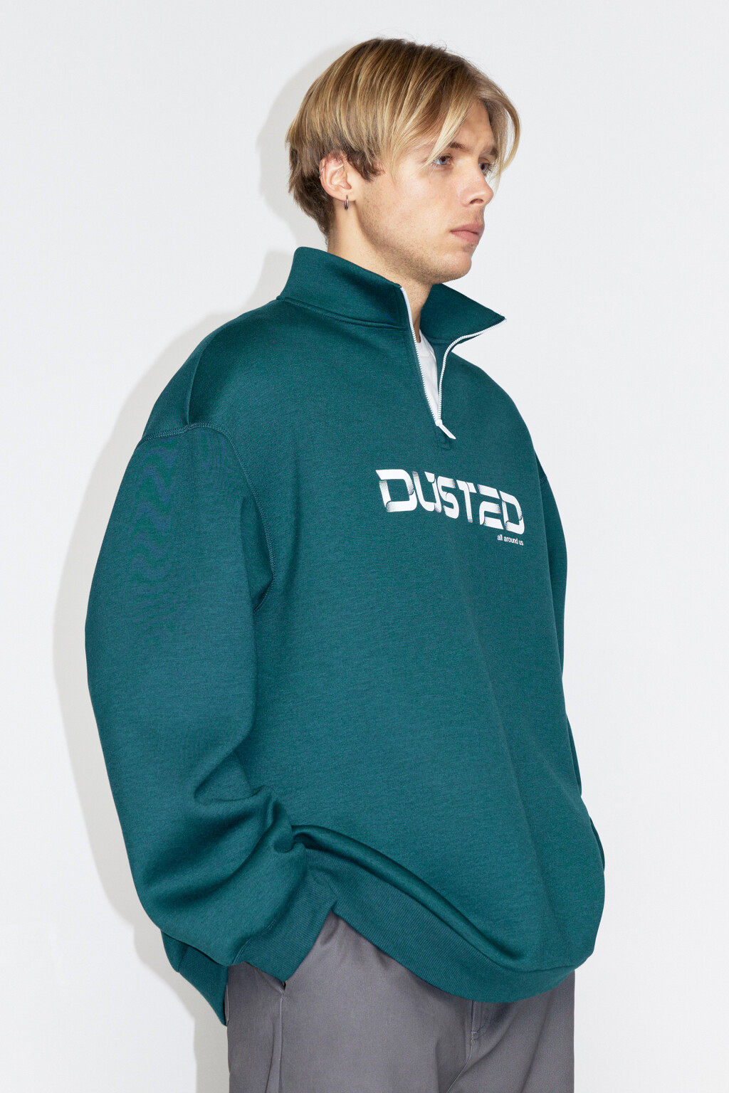 Толстовка oversize с принтом-надписью - цвет зеленый - 3