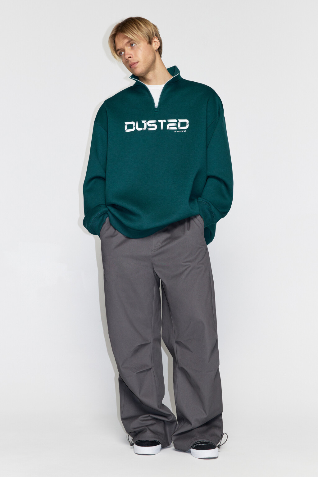 Толстовка oversize с принтом-надписью - цвет зеленый - 5