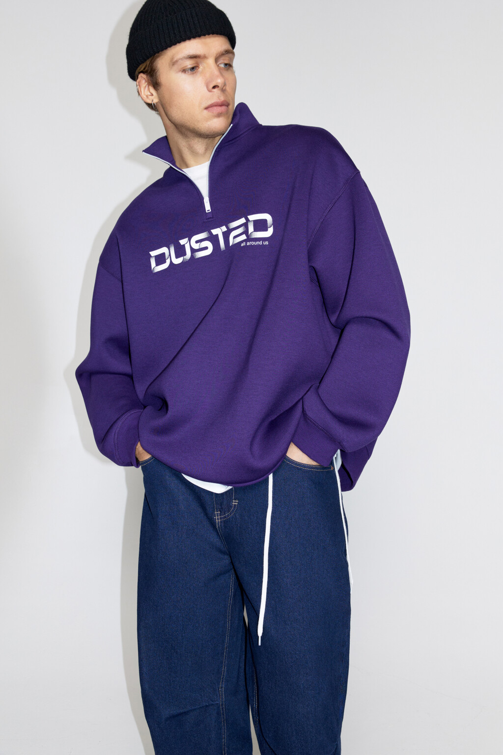Толстовка oversize с принтом-надписью - цвет фиолетовый - 2