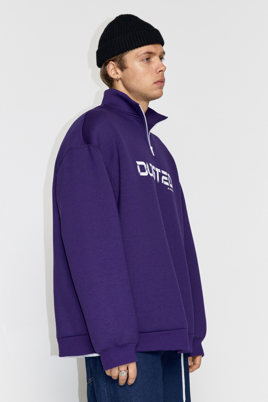 Толстовка oversize с принтом-надписью - цвет фиолетовый - 4