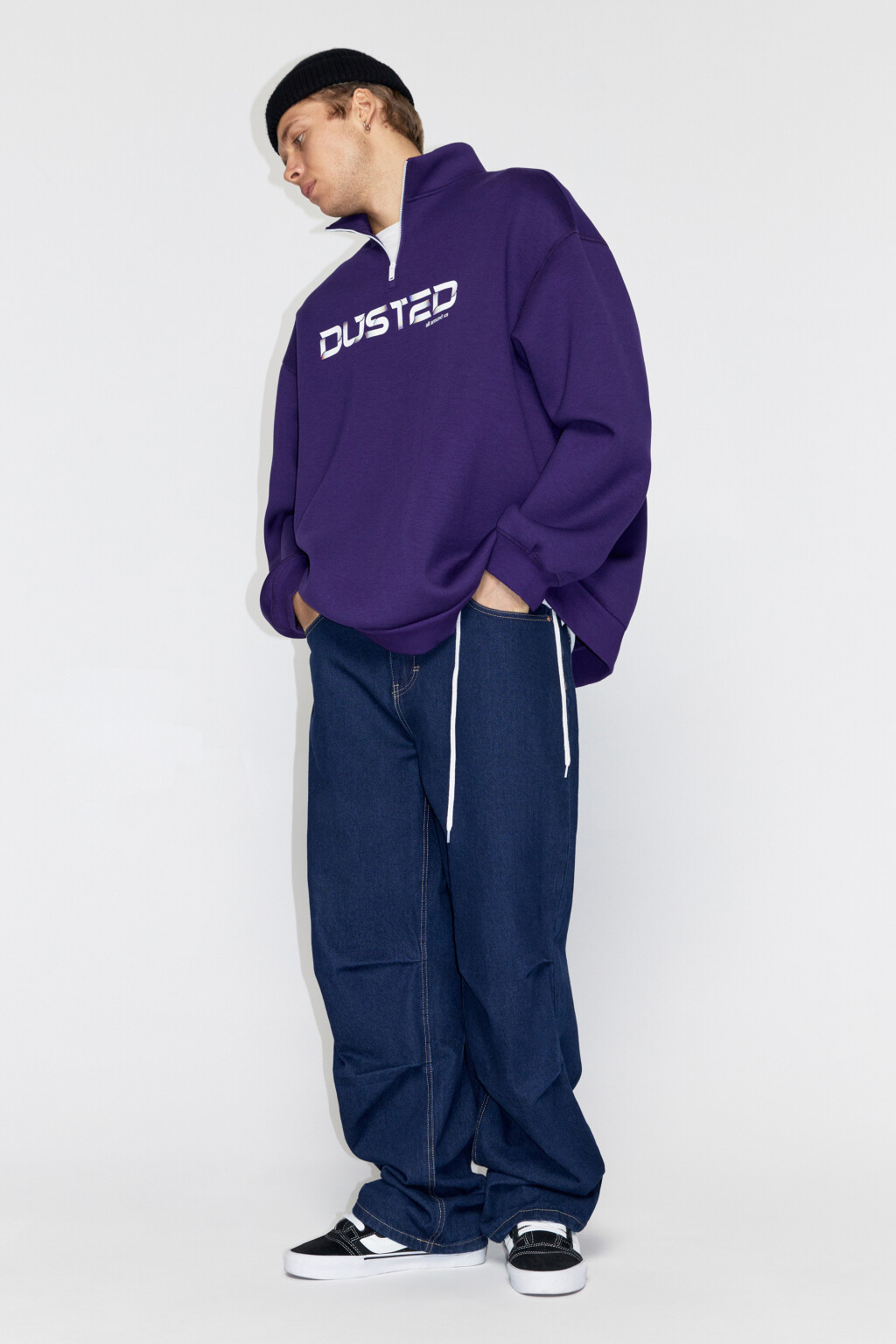 Толстовка oversize с принтом-надписью - цвет фиолетовый - 1