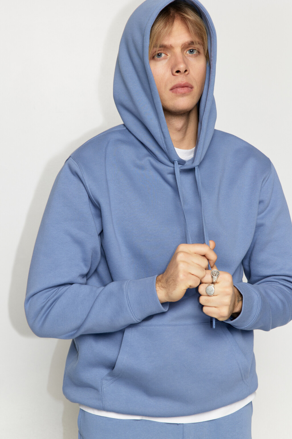 Худи oversize утепленная с капюшоном - цвет синий - 1