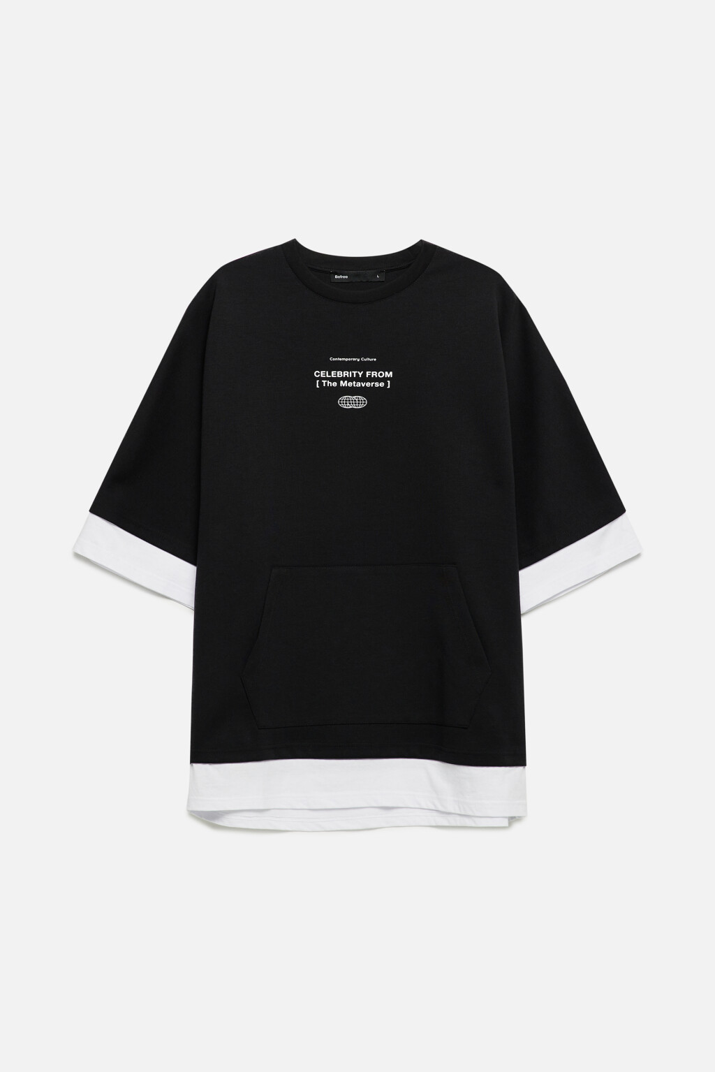 Свитшот oversize с короткими рукавами и принтом - цвет черный - 8