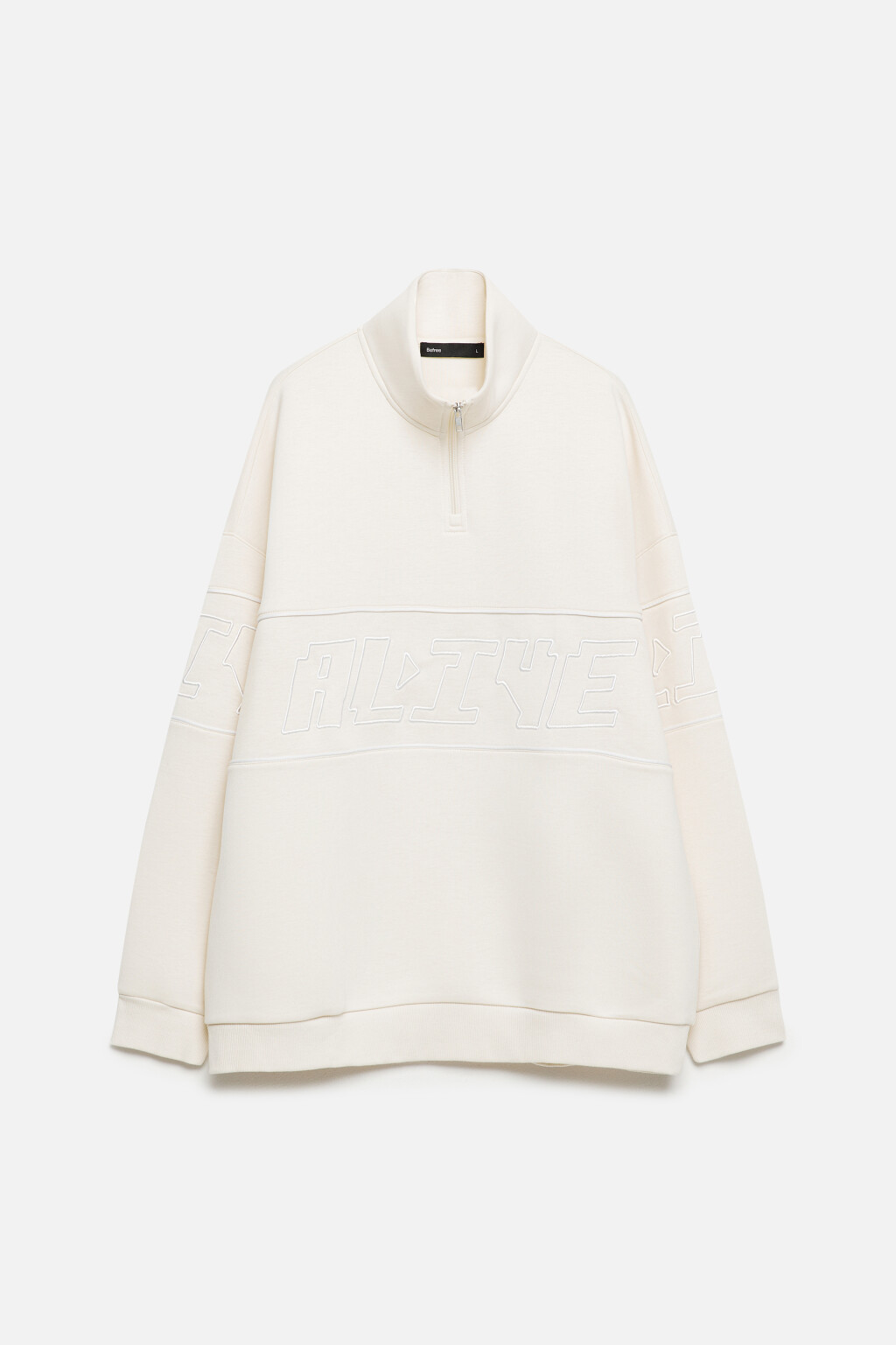 Толстовка oversize с воротником и принтом - цвет бежевый - 9