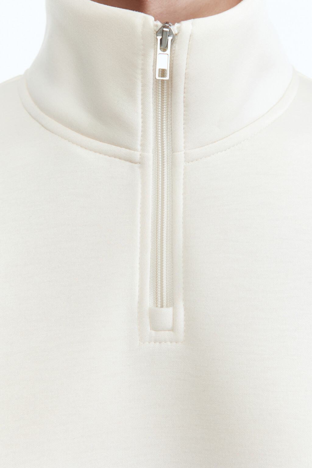 Толстовка oversize с воротником и принтом - цвет бежевый - 6