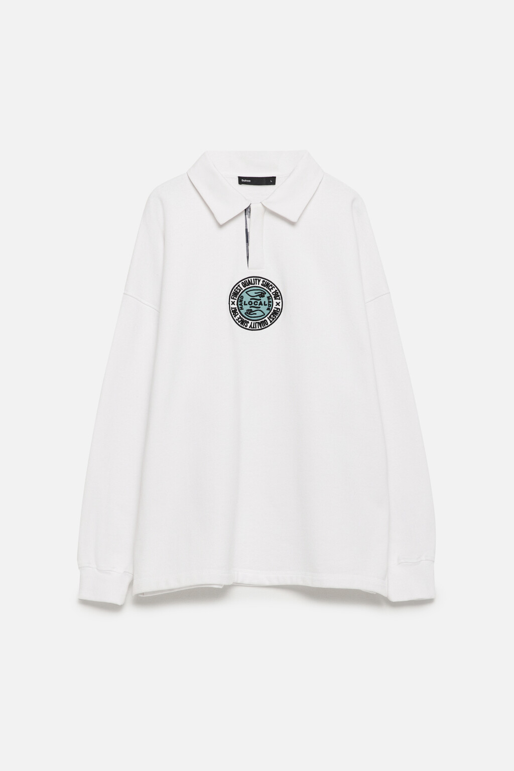 Свитшот с принтом и воротником-поло - цвет белый - 8