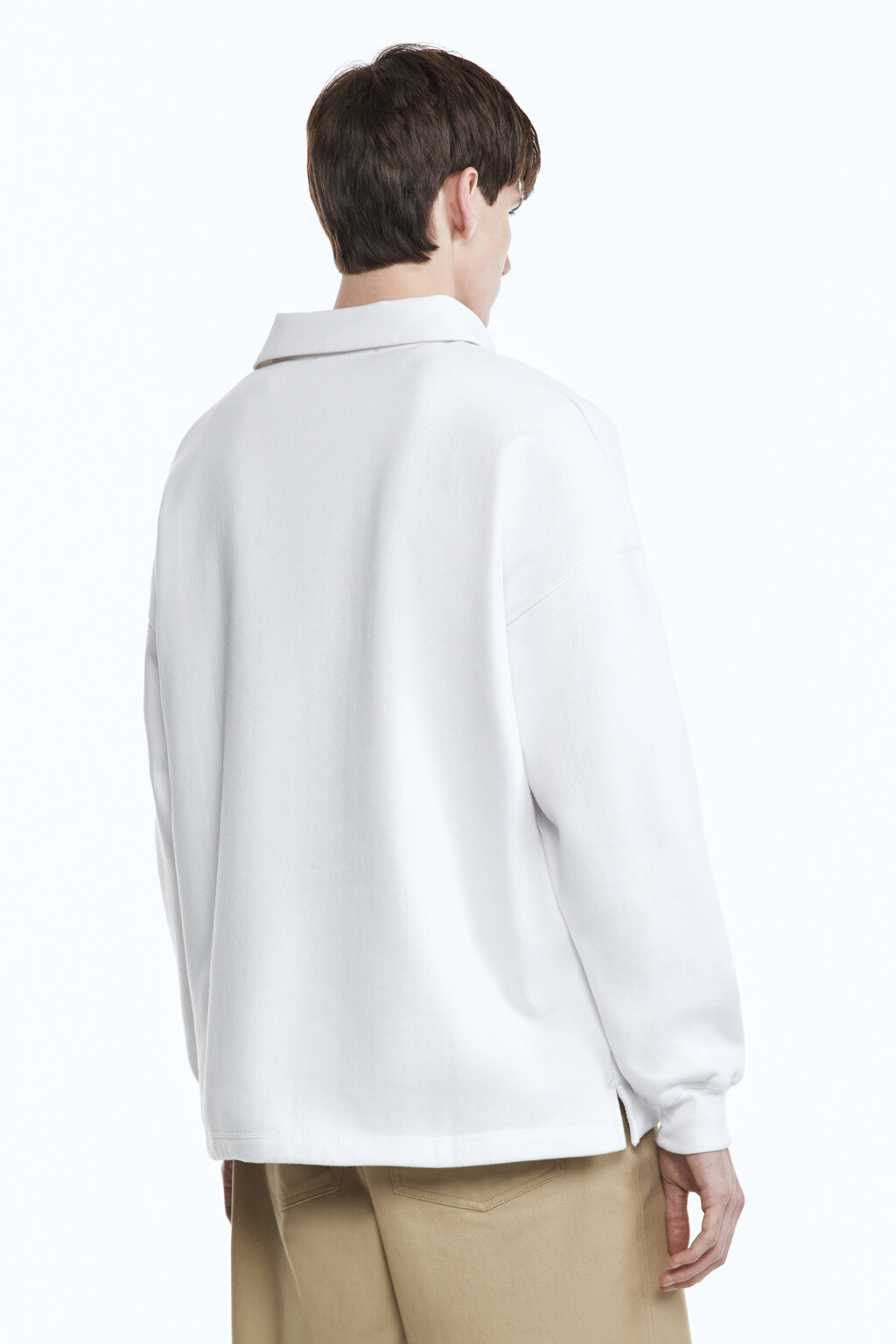 Свитшот с принтом и воротником-поло - цвет белый - 4