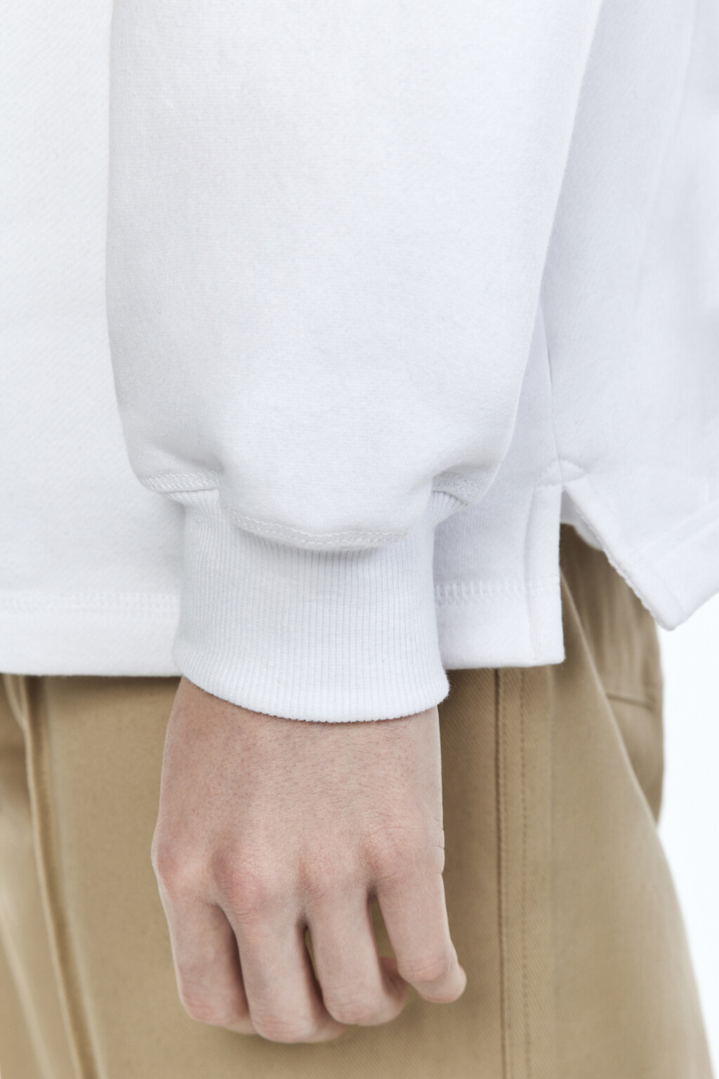 Свитшот с принтом и воротником-поло - цвет белый - 7