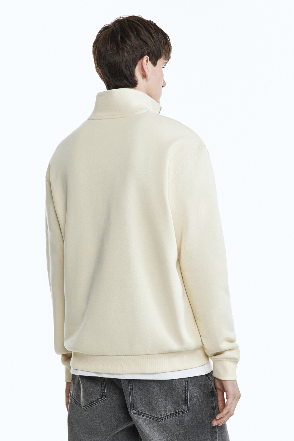 Толстовка oversize с воротником на молнии - цвет бежевый - 3