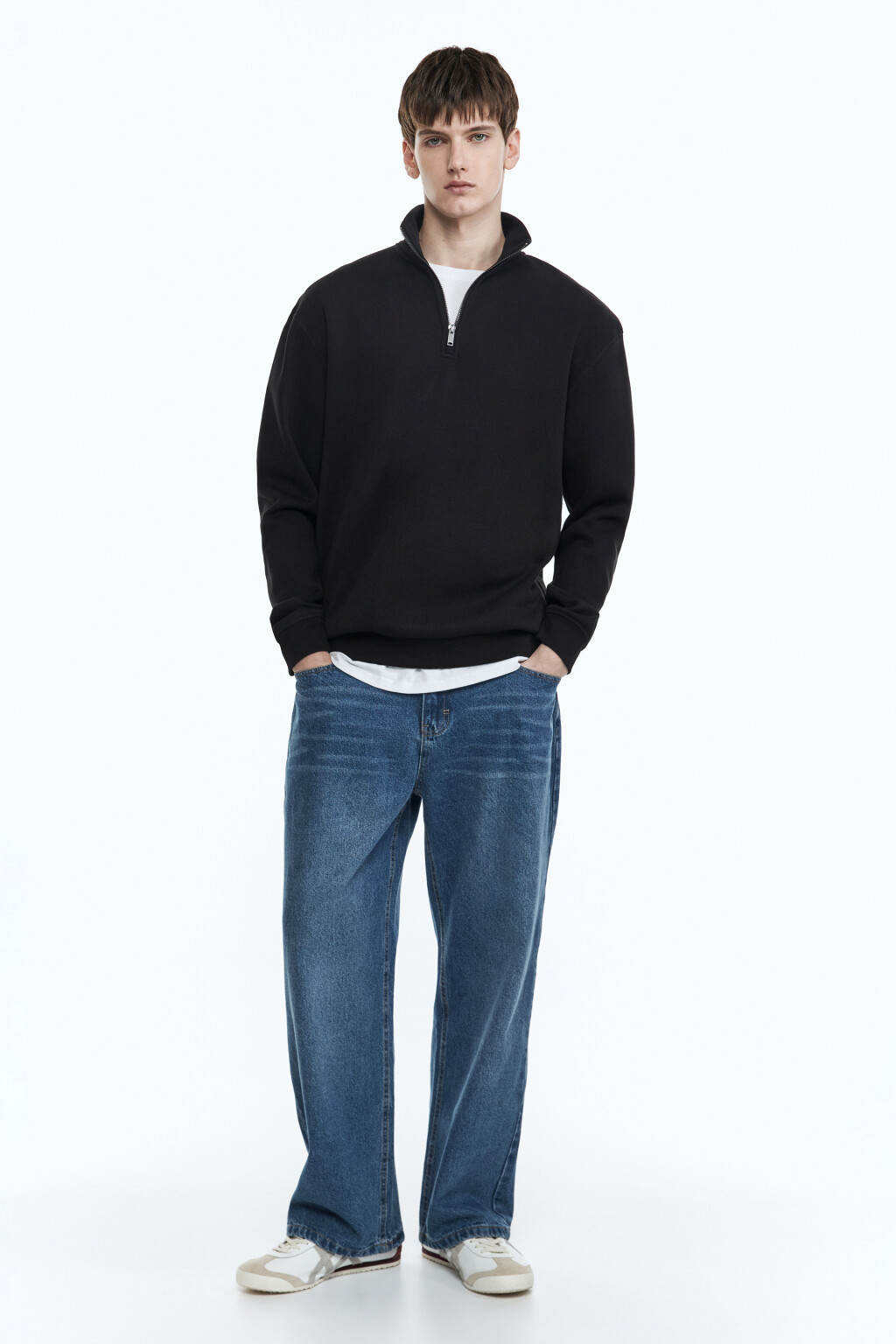 Толстовка oversize с воротником на молнии - цвет черный - 5