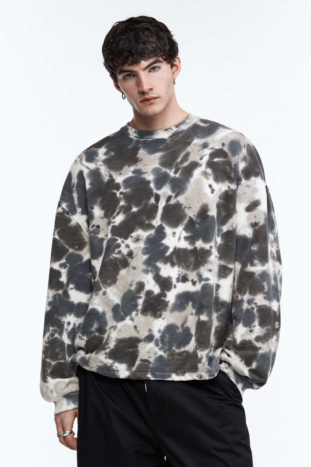 Свитшот oversize с утяжками и принтом тай-дай - цвет зеленый - 2