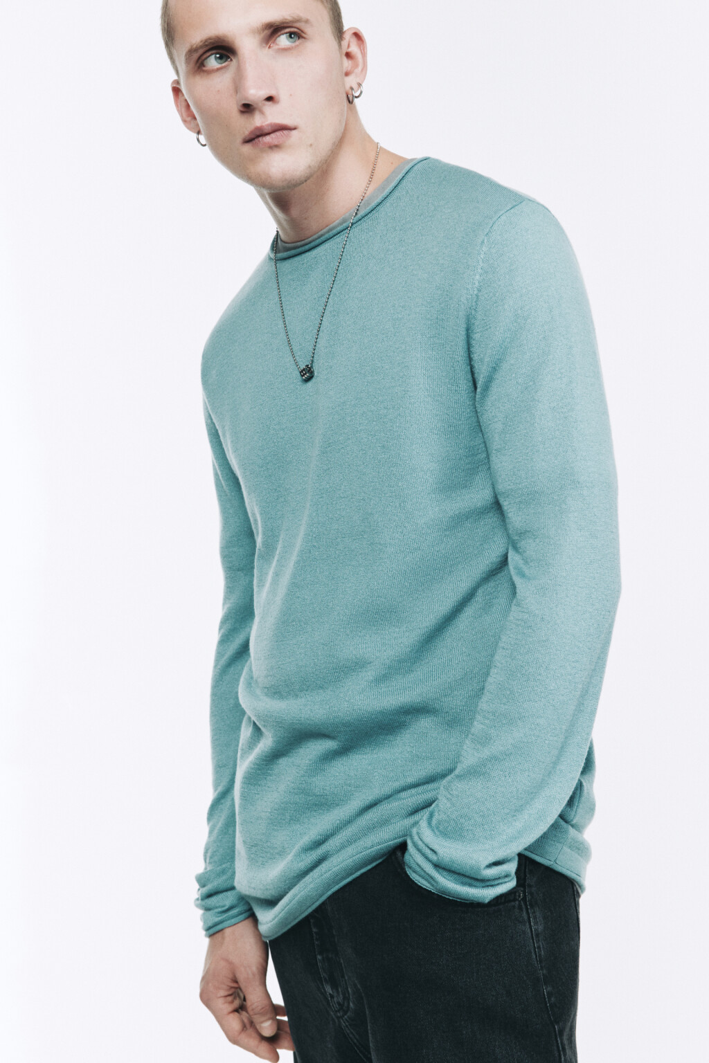 Джемпер тонкой вязки базовый - цвет мятный - 1
