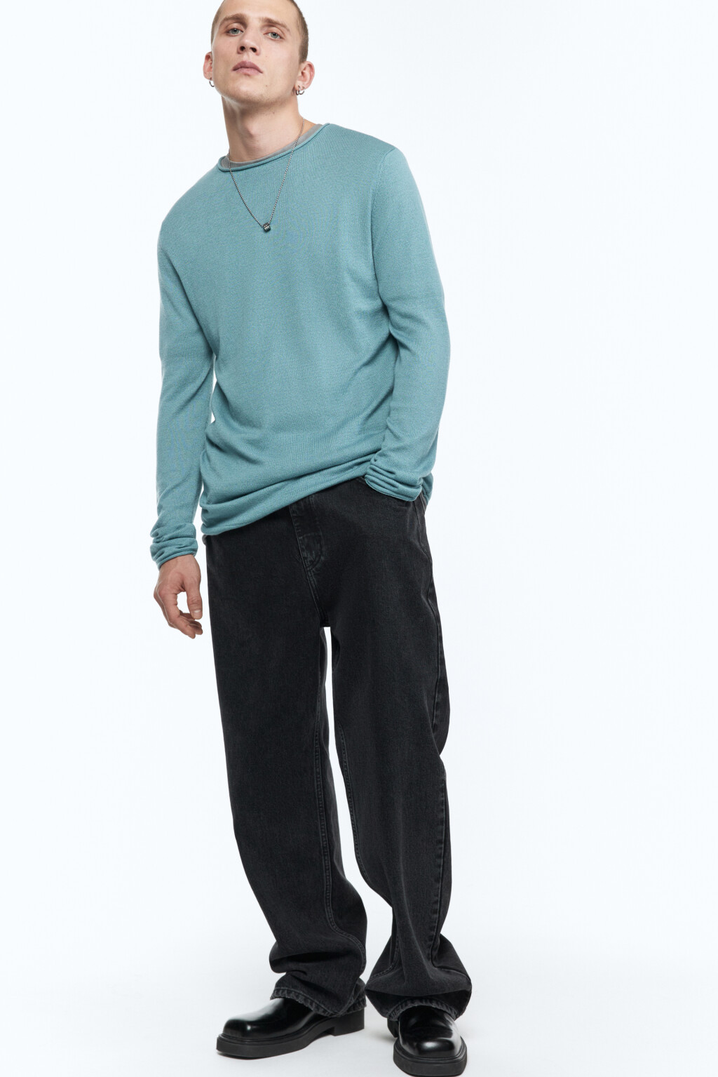 Джемпер тонкой вязки базовый - цвет мятный - 2