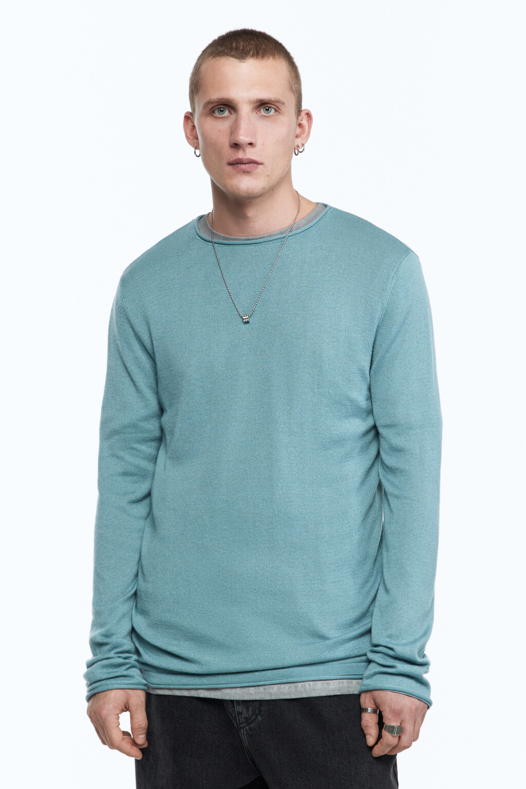 Джемпер тонкой вязки базовый - цвет мятный - 3