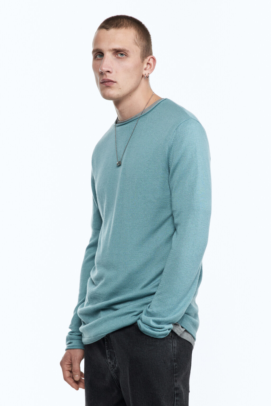Джемпер тонкой вязки базовый - цвет мятный - 4