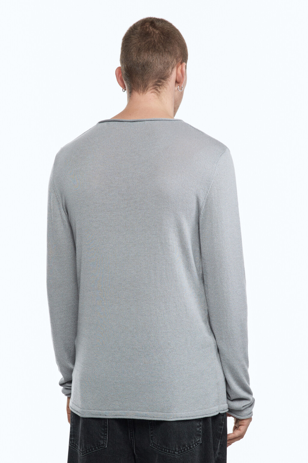 Джемпер тонкой вязки базовый - цвет серый - 5