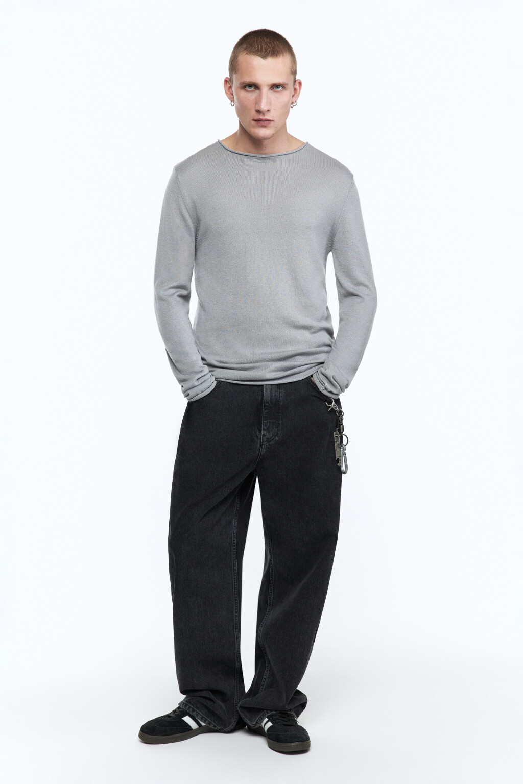 Джемпер тонкой вязки базовый - цвет серый - 6