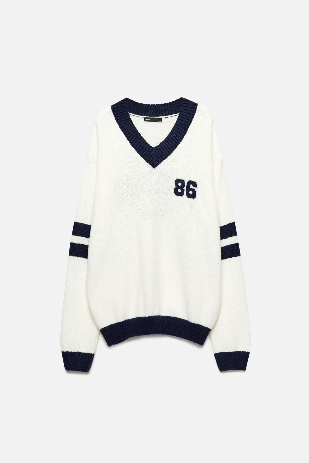 Джемпер вязаный с принтом и полосками - цвет синий - 8