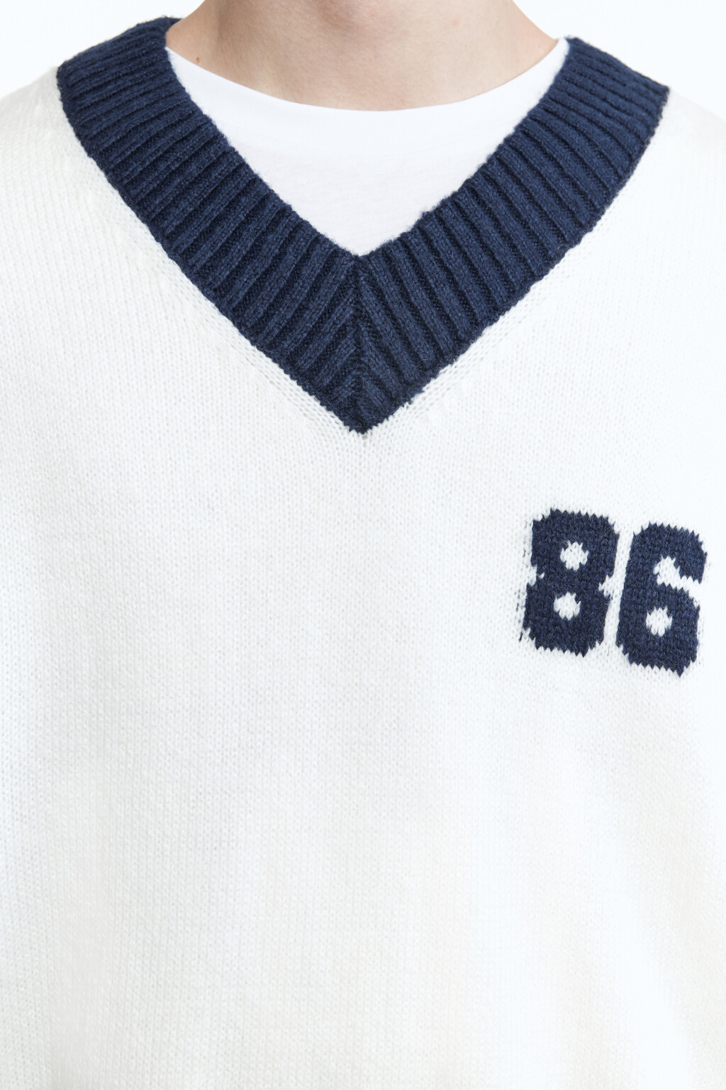 Джемпер вязаный с принтом и полосками - цвет синий - 6
