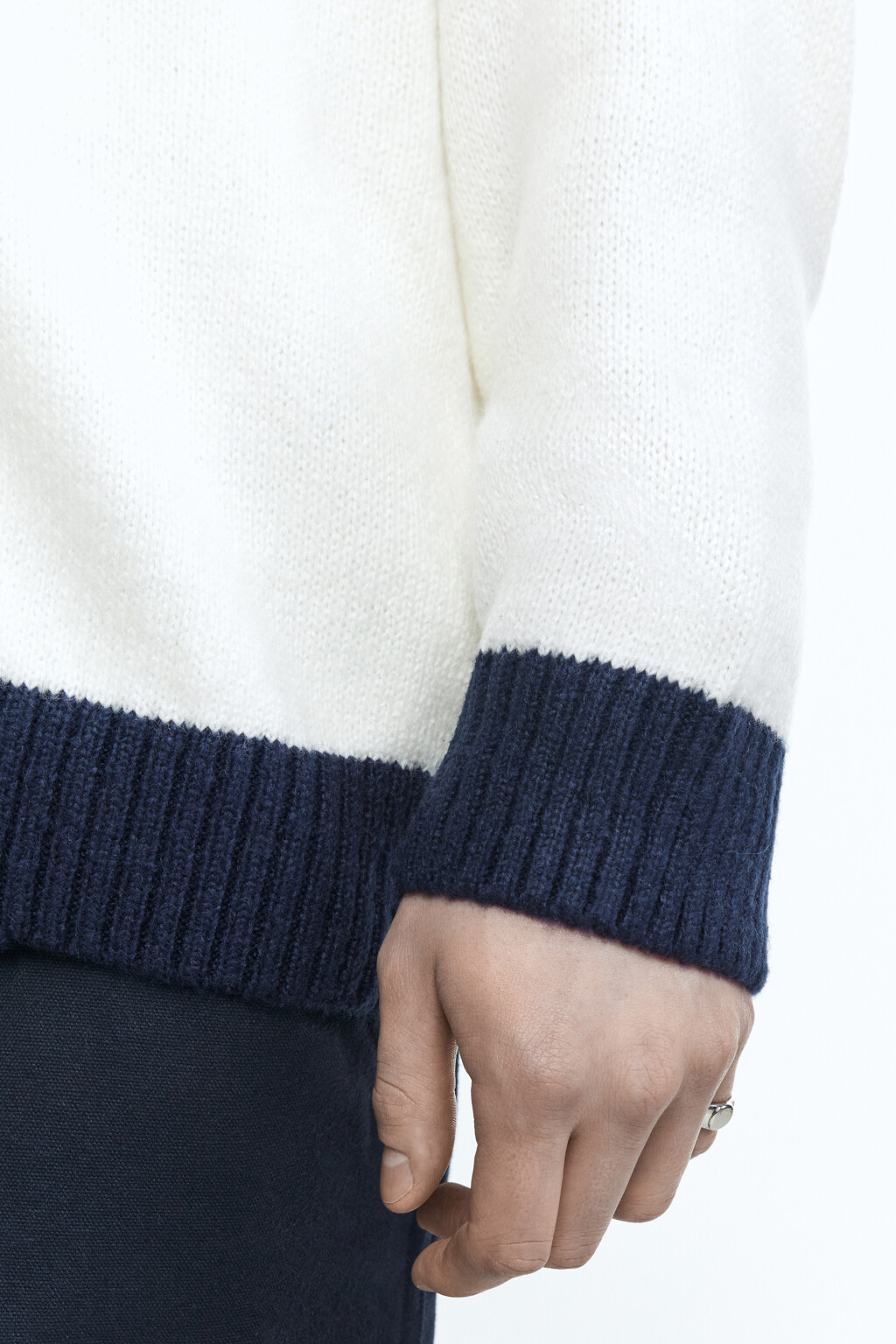 Джемпер вязаный с принтом и полосками - цвет синий - 7