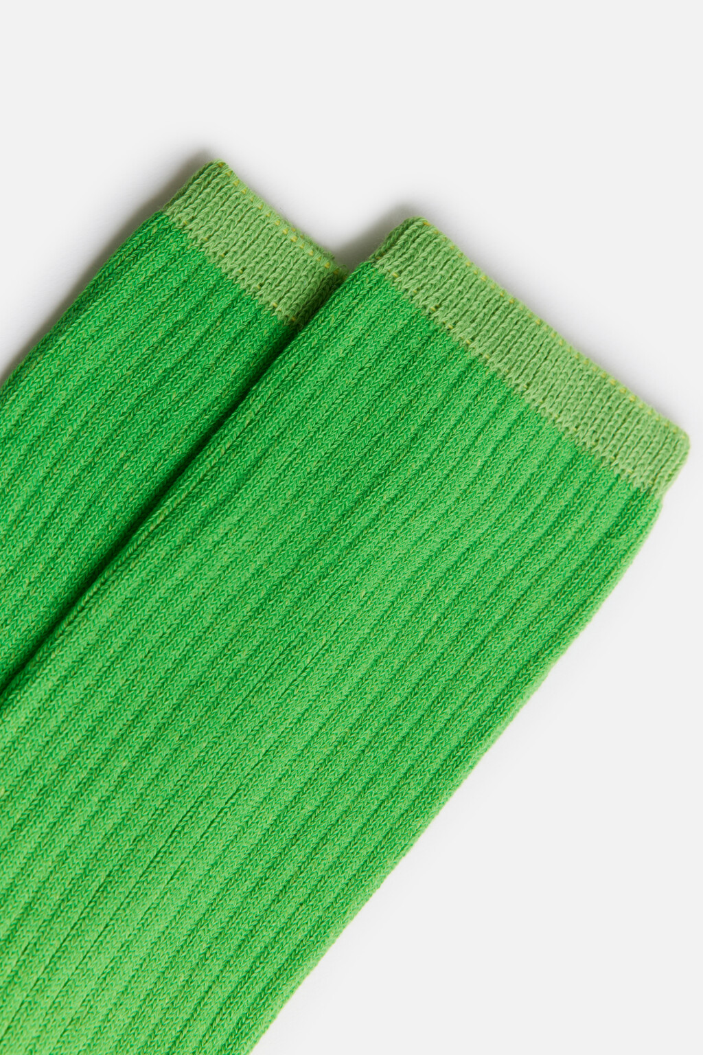 Носки высокие хлопковые в рубчик - цвет зеленый - 2