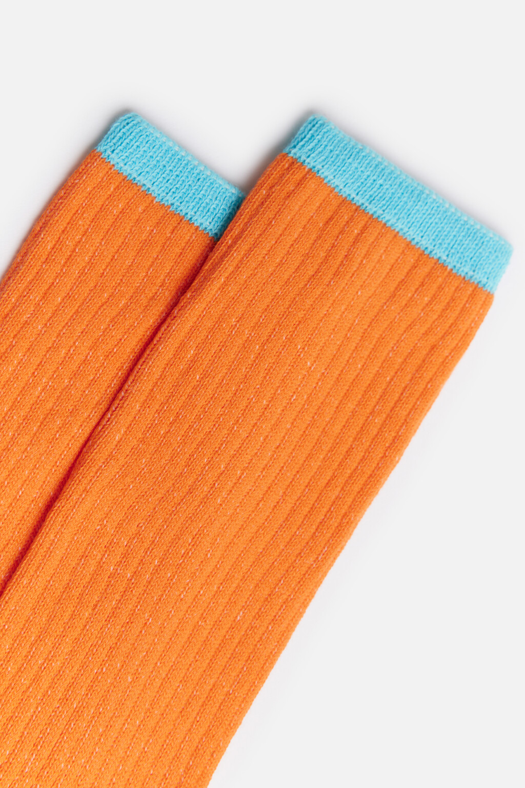 Носки высокие хлопковые в рубчик - цвет оранжевый - 2
