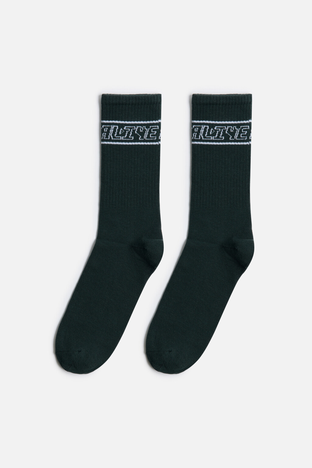 Носки высокие с принтом-надписью - цвет зеленый - 1