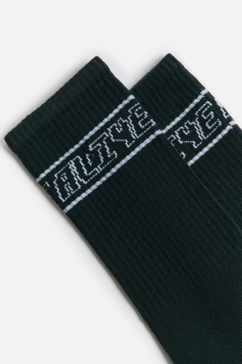 Носки высокие с принтом-надписью - цвет зеленый - 2