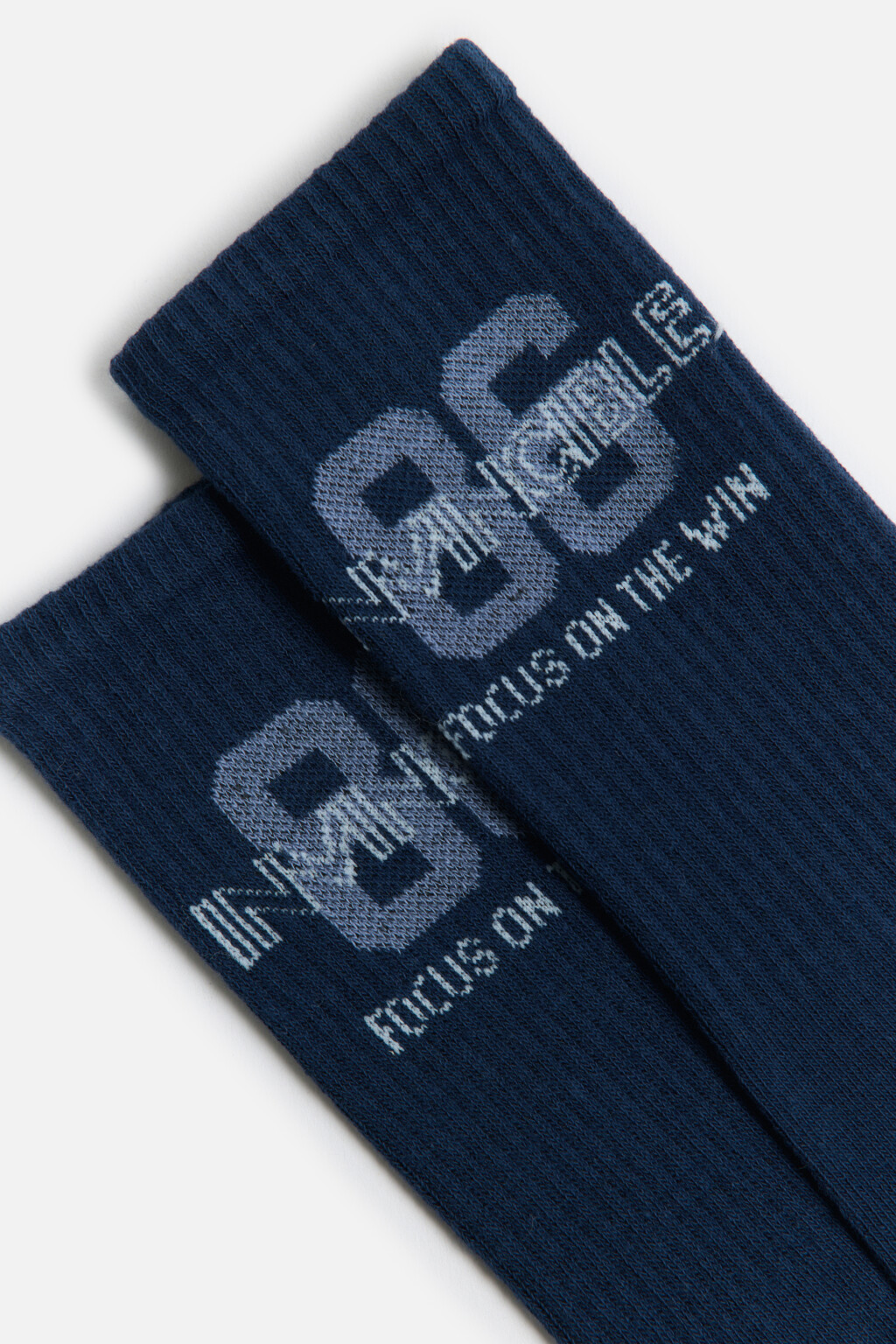 Носки высокие с принтом-надписью - цвет синий - 2