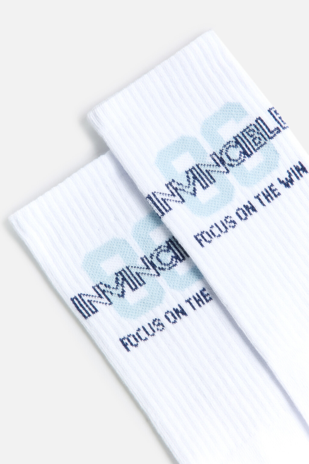 Носки высокие с принтом-надписью - цвет белый - 2
