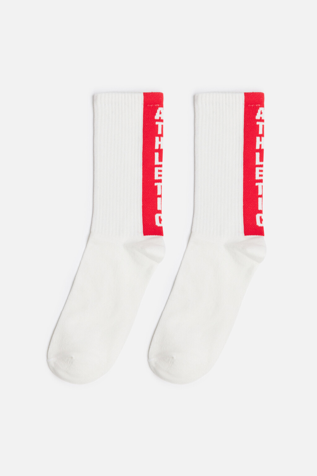 Носки высокие в рубчик с принтом - цвет белый - 1