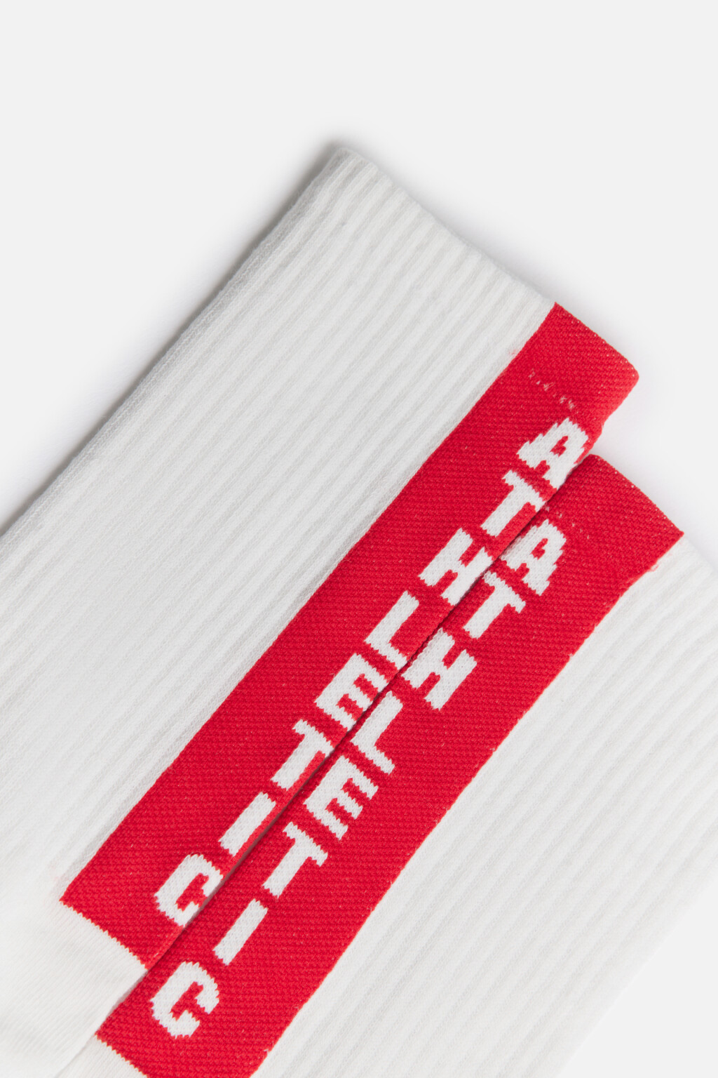 Носки высокие в рубчик с принтом - цвет белый - 2