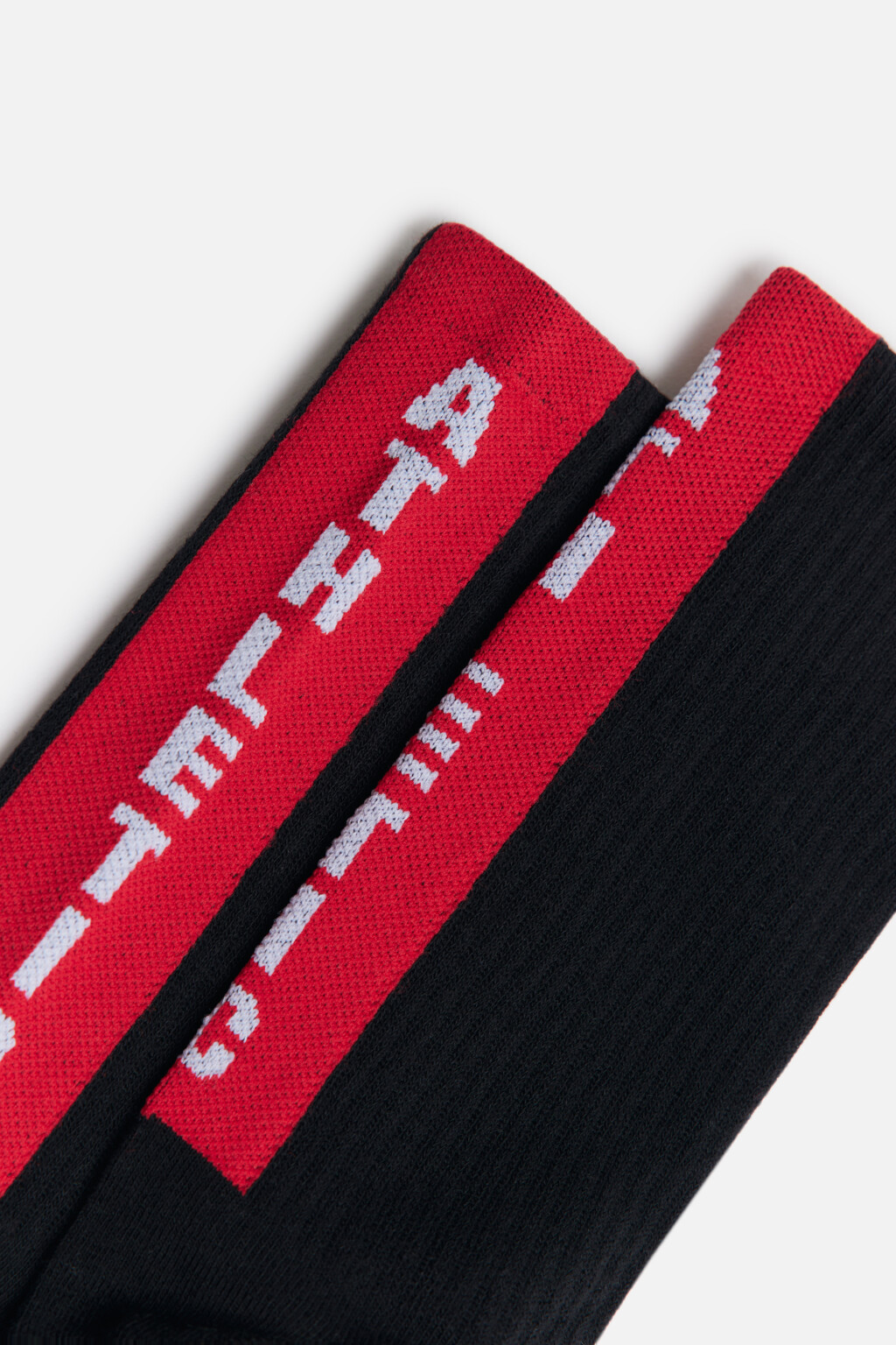 Носки высокие в рубчик с принтом - цвет черный - 2