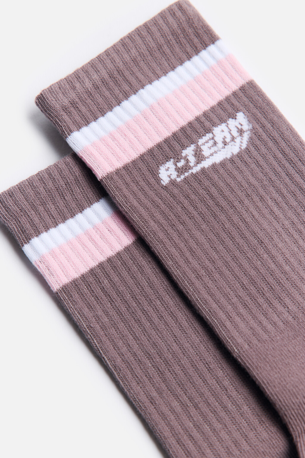 Носки высокие хлопковые с принтом - цвет коричневый - 2