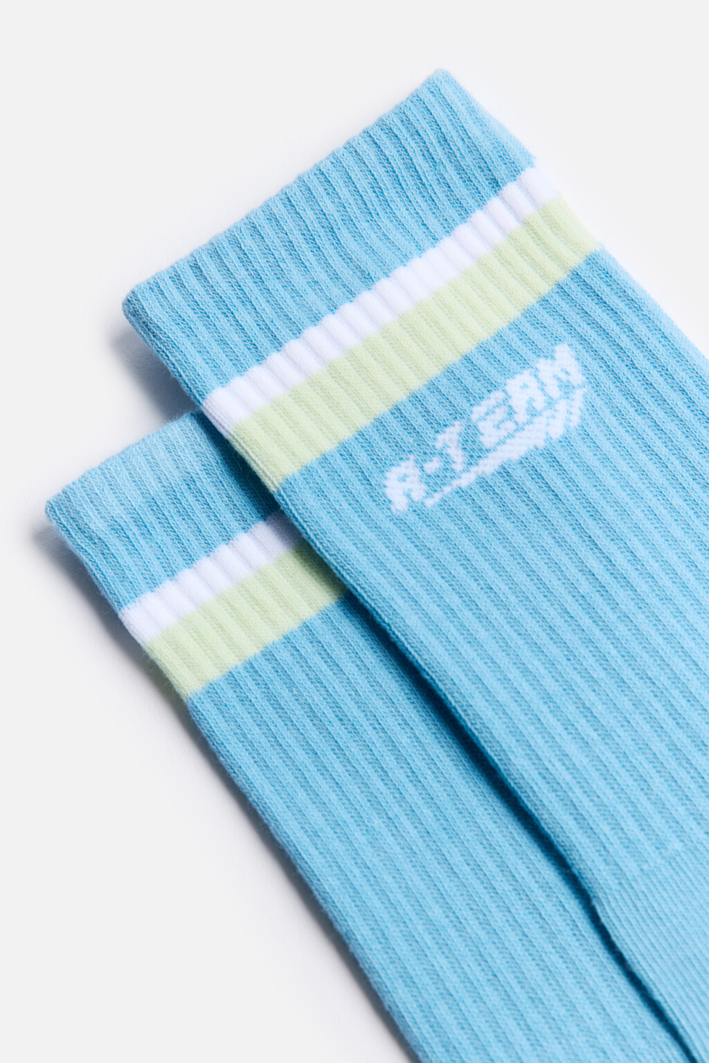 Носки высокие хлопковые с принтом - цвет голубой - 2