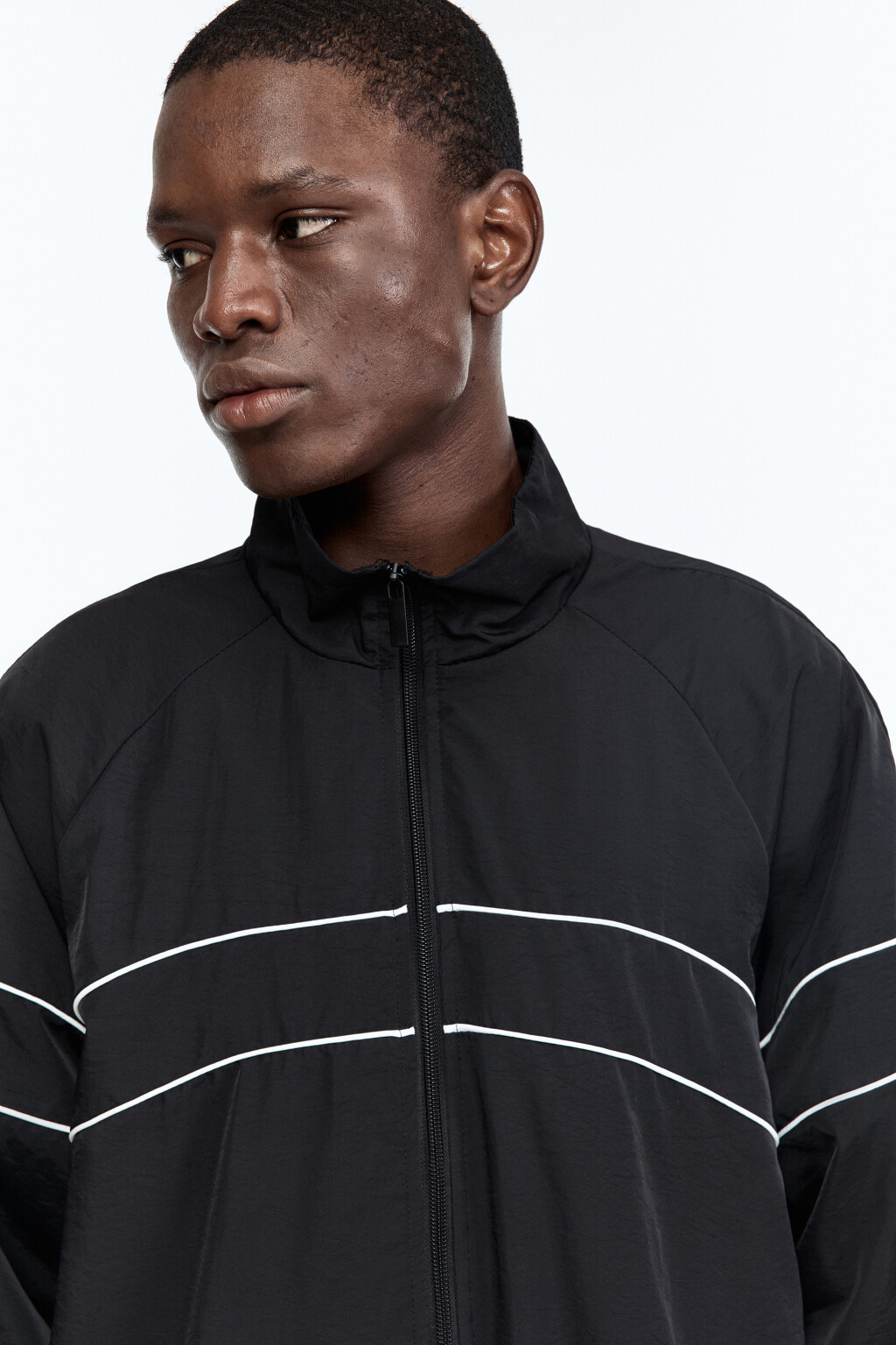 Куртка-олимпийка спортивная с принтом - цвет черный - 2