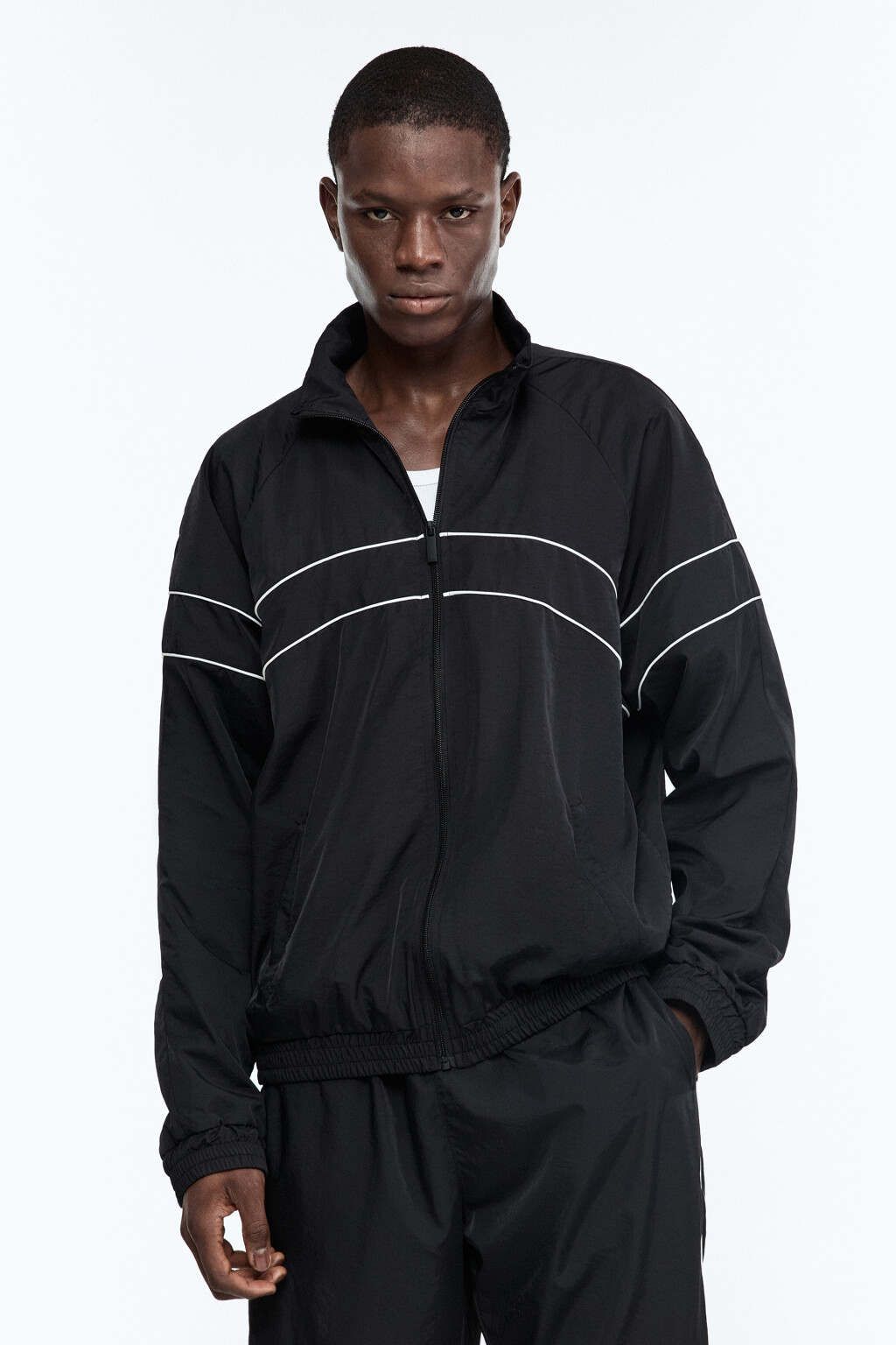 Куртка-олимпийка спортивная с принтом - цвет черный - 3