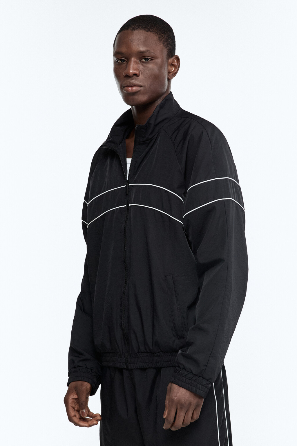 Куртка-олимпийка спортивная с принтом - цвет черный - 4