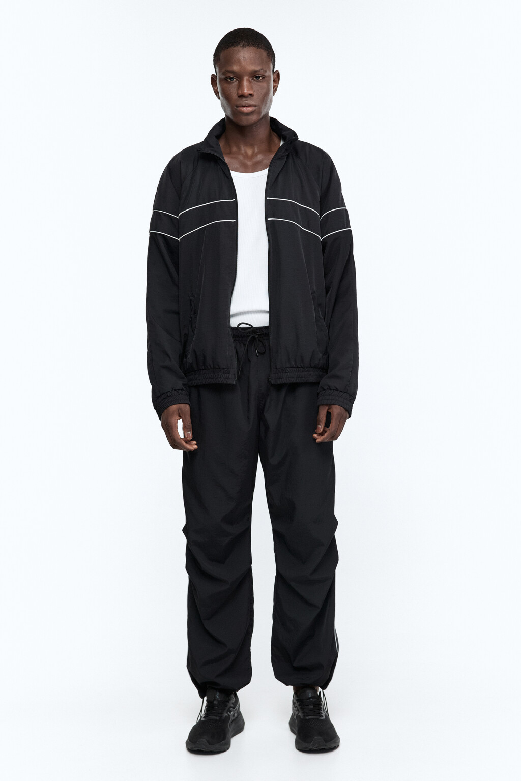 Куртка-олимпийка спортивная с принтом - цвет черный - 6