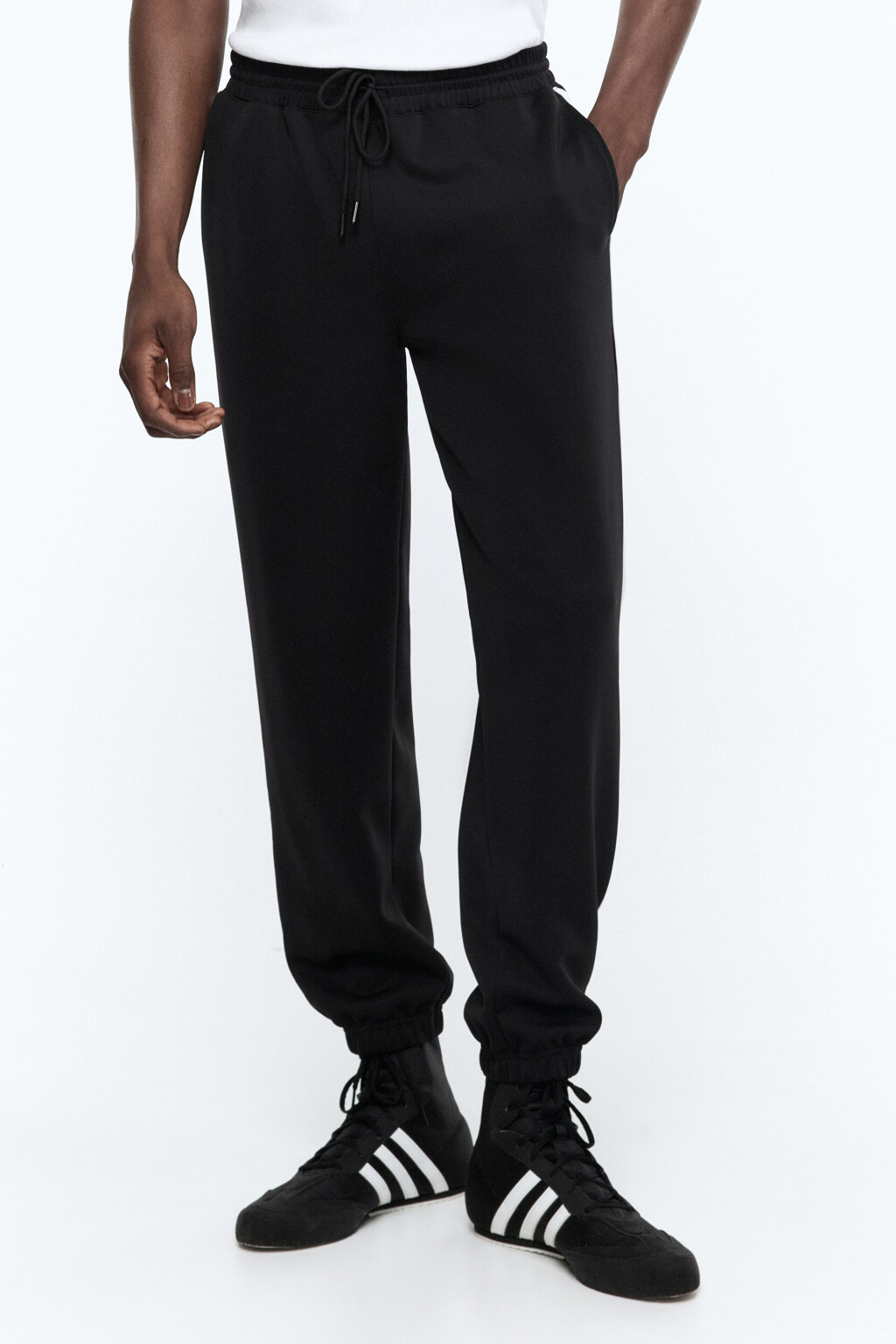 Брюки-джоггеры спортивные с лампасами - цвет черный - 1
