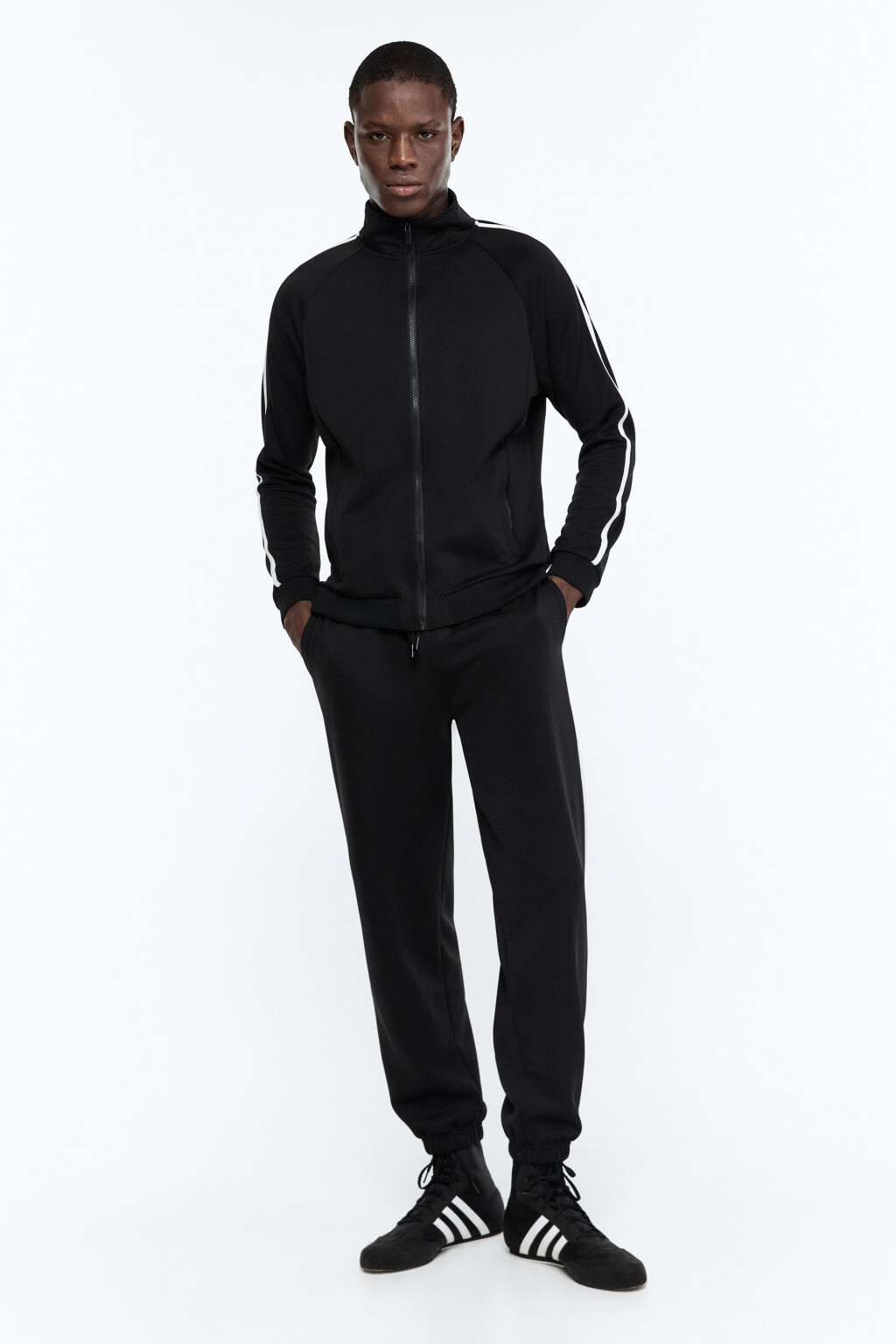 Брюки-джоггеры спортивные с лампасами - цвет черный - 5