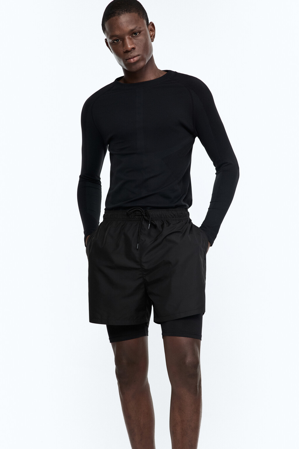 Шорты-велосипедки спортивные - цвет черный - 1