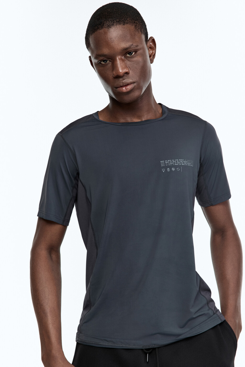 Футболка спортивная с вставками из сетки - цвет серый - 5